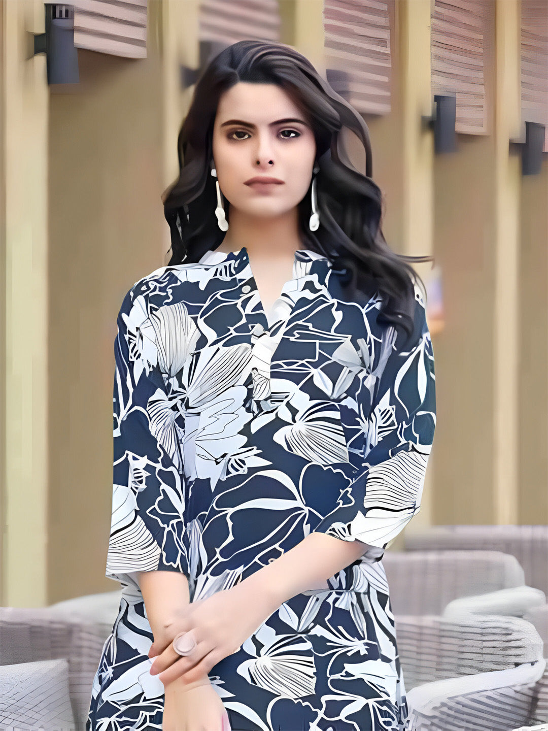 Blue Printed Casual Co-ord Set