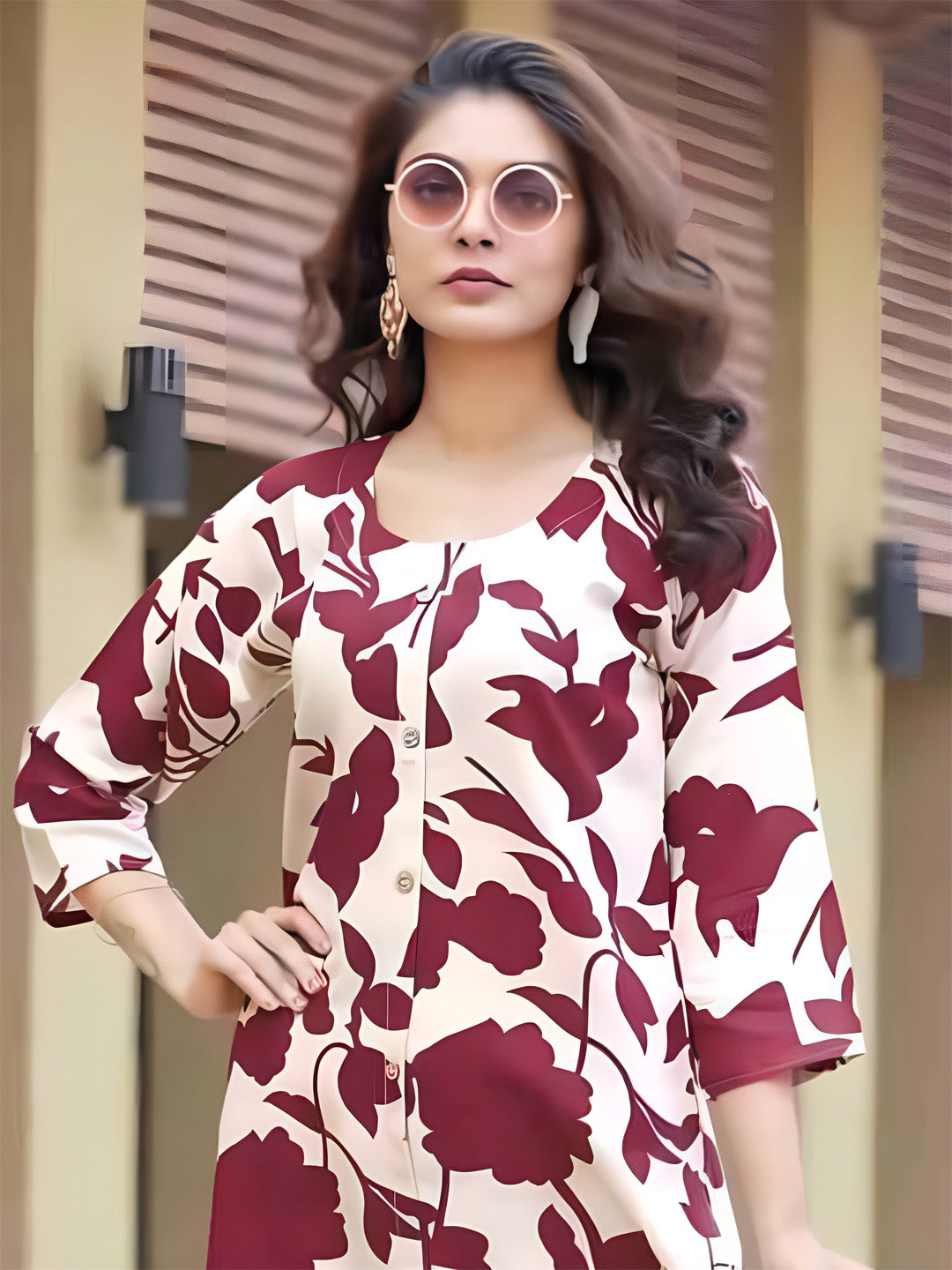 Maroon Printed Casual Co-ord Set