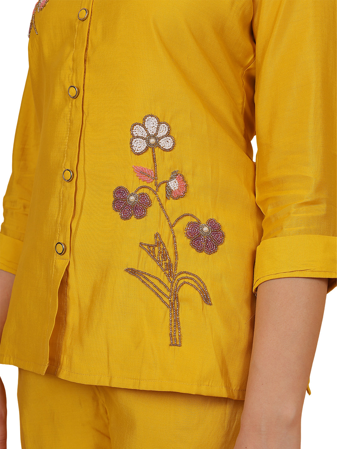 Yellow Casual With Embroidery Co-ord Set
