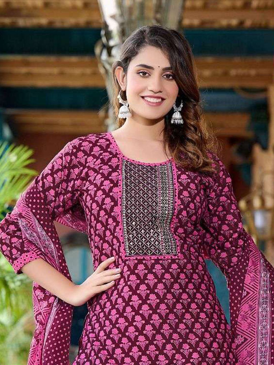 Hot Pink Embroidery Patiala Suit